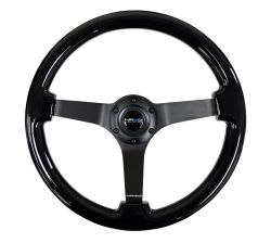 NRG 350mm Black Vintage Wood Grain w/ Black Center Steering Wheel