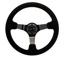 NRG 350mm Black Suede Black Chrome Center Steering Wheel NRG 350mm Black Suede Black Chrome Center Steering Wheel