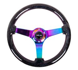NRG 350mm Classic Black Sparkle Wood w/ NeoChrome Gold Center Steering Wheel