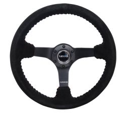 NRG 350mm Black Suede Red Stitching Steering Wheel