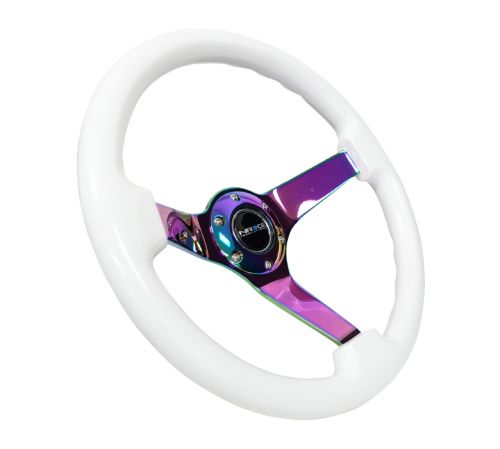 NRG 350mm Classic White Wood Grain w/ Neochrome Center Steering