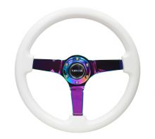 NRG 350mm Classic White Wood Grain w/ Neochrome Center Steering Wheel