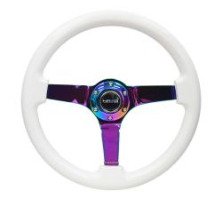 NRG 350mm Classic White Wood Grain w/ Neochrome Center Steering Wheel