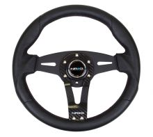 NRG "Sniper" Black Leather 320mm Steering Wheel w/ Carbon Center Spoke