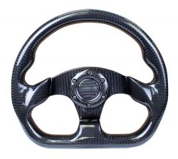 NRG Shiny Black Carbon 320mm Flat Bottom Steering Wheel
