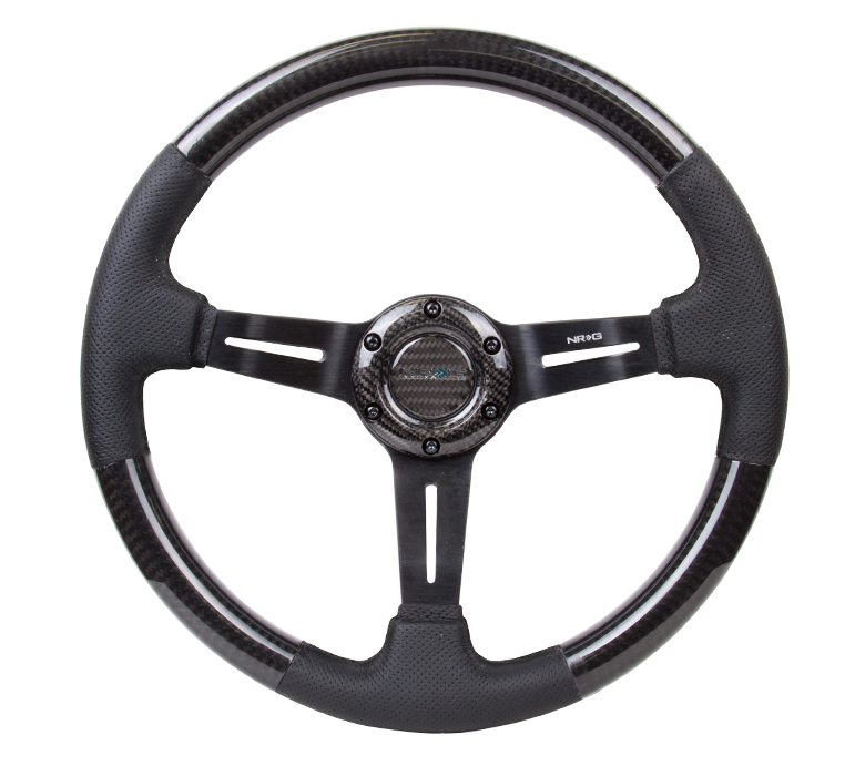 NRG Carbon Fiber Black Stitching 350MM Leather Steering Wheel