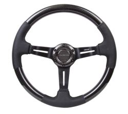 NRG Carbon Fiber Black Stitching 350MM Leather Steering Wheel