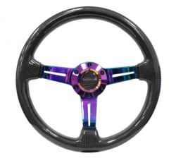 NRG 350mm Carbon Fiber w/ Neochrome 3-Spoke Design Steering Wheel