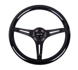 NRG Black Spoke Sparkled Woodgrain 350mm Steering Wheel
