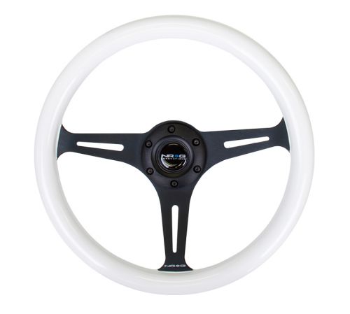 NRG Green with Black Spokes Luminor Woodgrain 350mm Steering Wheel