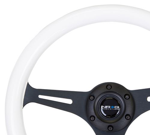 NRG Green with Black Spokes Luminor Woodgrain 350mm Steering Wheel