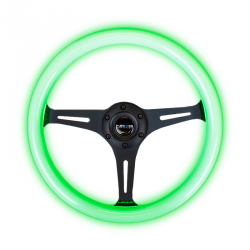 NRG Green with Black Spokes Luminor Woodgrain 350mm Steering Wheel