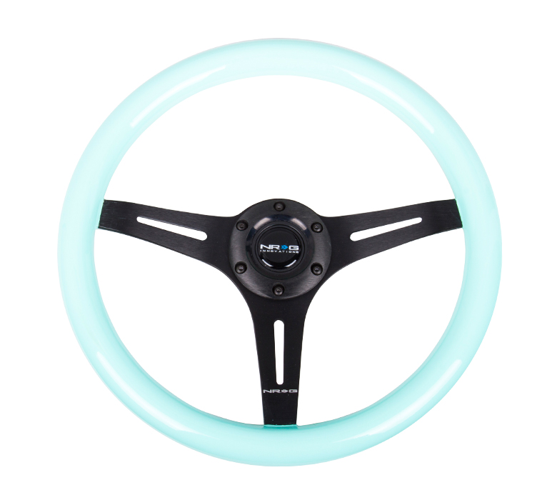 NRG Minty Fresh Classic Woodgrain With Black Spoke 350mm Steering Wheel