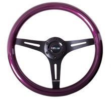 NRG Purple Classic Woodgrain with Black Spoke 350mm Steering Wheel