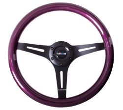 NRG Purple Classic Woodgrain with Black Spoke 350mm Steering Wheel