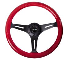 NRG Red Classic Woodgrain 350mm Steering Wheel