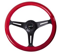 NRG Red Classic Woodgrain 350mm Steering Wheel