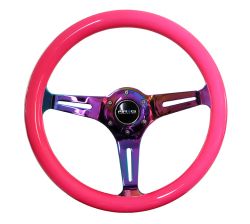 NRG 350mm Neon Pink Wood Grain w/ NeoChrome Center Steering Wheel