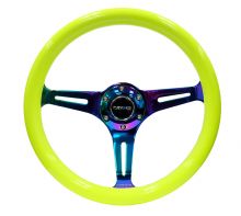 NRG Woodgrain Neon Yellow 350mm Steering Wheel