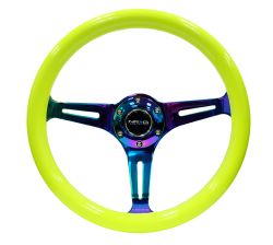 NRG Woodgrain Neon Yellow 350mm Steering Wheel