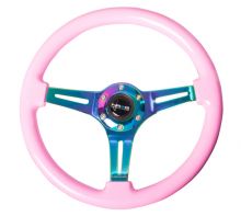 NRG Pink 350mm Woodgrain Steering Wheel