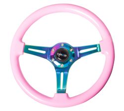 NRG Pink 350mm Woodgrain Steering Wheel