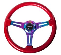 NRG Red 350mm Woodgrain Steering Wheel