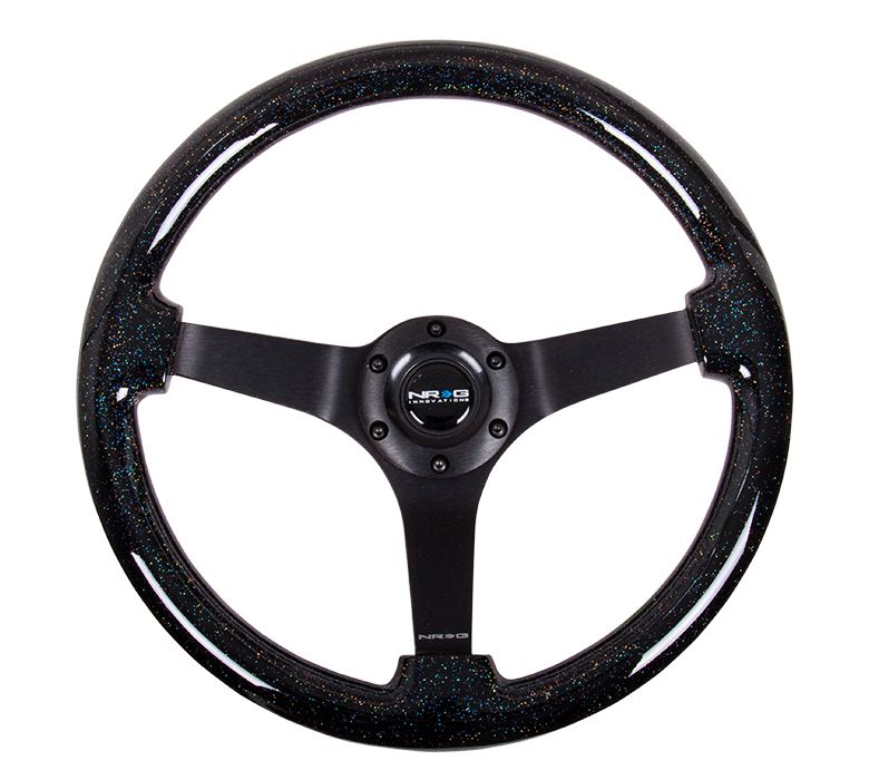 NRG Black Sparkled Woodgrain Black Spoke 350mm Steering Wheel