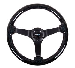 NRG Black Sparkled Woodgrain Black Spoke 350mm Steering Wheel