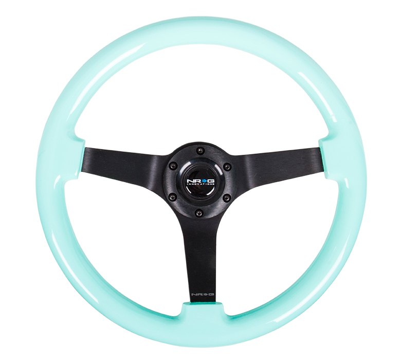 NRG Minty Fresh Woodgrain and Black 350mm Steering Wheel