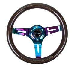 NRG Classic Black Woodgrain Neochrome Spokes 310mm Steering Wheel