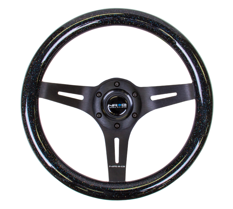 NRG Black Sparkled Woodgrain 310mm Steering Wheel