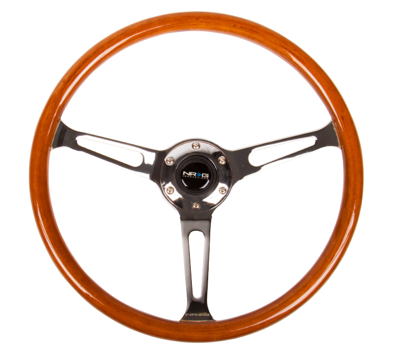 NRG Classic 3 Spoke Chrome Woodgrain Steering Wheel 360mm