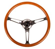 NRG Classic 3 Spoke Chrome Woodgrain Steering Wheel 360mm