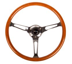 NRG Classic 3 Spoke Chrome Woodgrain Steering Wheel 360mm