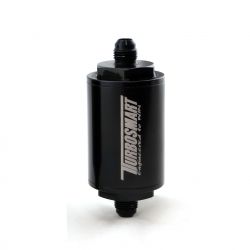 Turbosmart FPR Billet Inline Fuel Filter 1.75in OD 3.825in Length AN-6 Male Inlet - Black