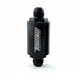 Turbosmart FPR Billet Inline Fuel Filter 1.75in OD 3.825in Length AN-10 Male Inlet - Black