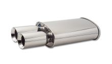 Vibrant Polished 3'' Streetpower Turbo Oval Universal Muffler: Dual Round Tips