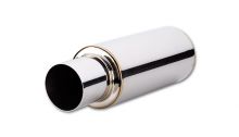 Vibrant Polished 2.5" TPV Round Universal Muffler: Straight Cut Tip Vibrant Polished 2.5" TPV Round Universal Muffler: Straight Cut Tip