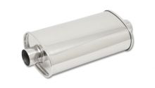 Vibrant Polished 3" Oval Universal Muffler: Center Center Vibrant Polished 3" Oval Universal Muffler: Center Center