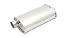 Vibrant Polished 3" Oval Universal Muffler: Offset Center