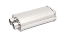 Vibrant Polished 2.5" Oval Universal Muffler: Center In Dual Out