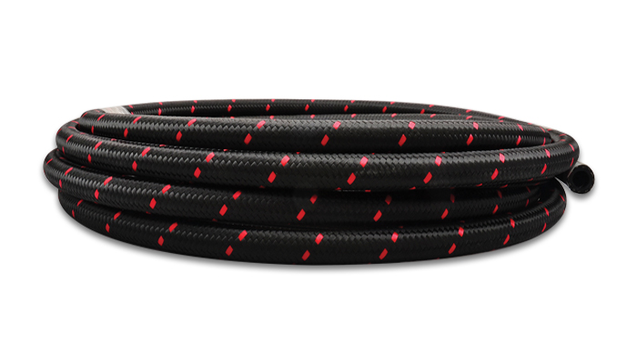 Vibrant Red Two-Tone Nylon Braided Flex Hose: -10 AN 10 Foot Roll
