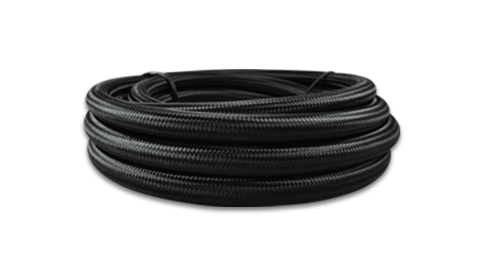 Vibrant -6 AN Black Nylon Braided Flex Hose (20 Feet)