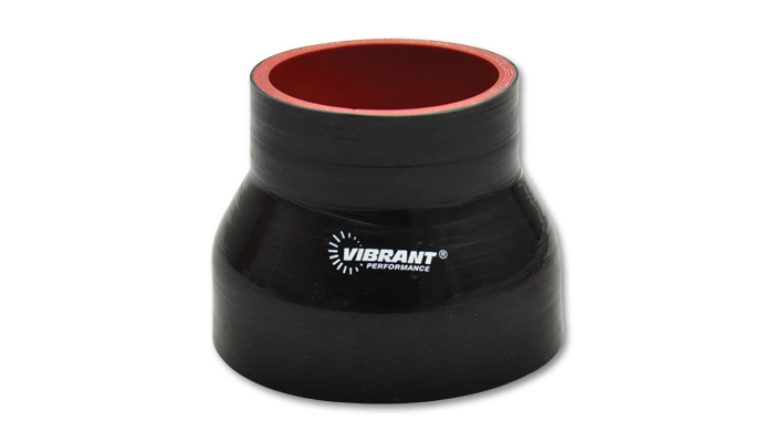 Vibrant 4in x 4.5in x 3in Black Silicone Reducer Coupler