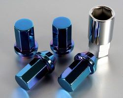 Project Kics Heptagon Caliber 24 Titanium Blue Lug Nuts M12 x 1.5