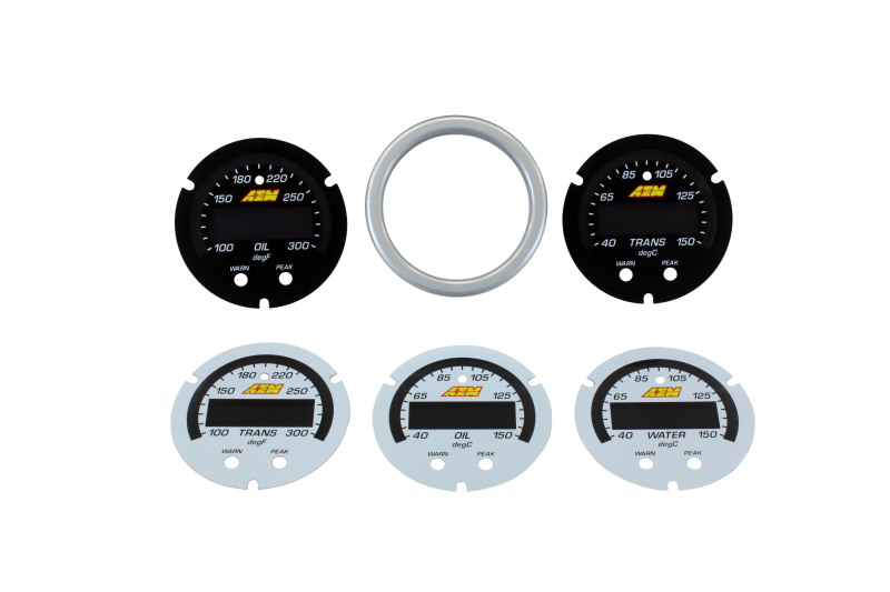 AEM X-Series Temperature Gauge Accessory Kit with Silver Bezel and Multiple Faceplate Options