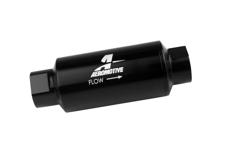 Aeromotive Bright Dip Black ORB-10 In-Line Fuel Filter with 40-Micron Stainless Mesh Element