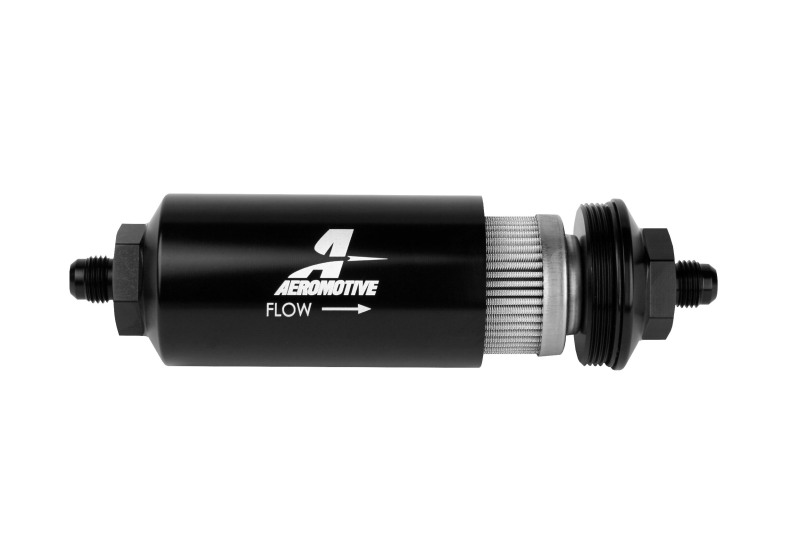Aeromotive Black -6AN In-Line Fuel Filter with 100 Micron Stainless Steel Element