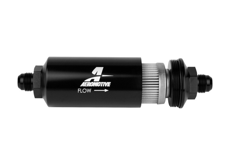 Aeromotive Black -8AN In-Line Fuel Filter with 100 Micron Stainless Mesh Element